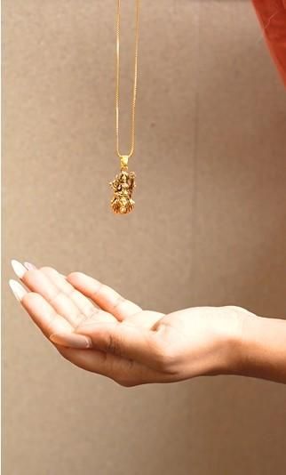 Gold Plated Ambe Pendant with Chain