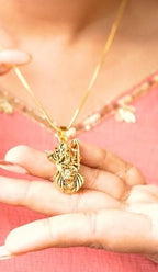 Gold Plated Ambe Pendant with Chain