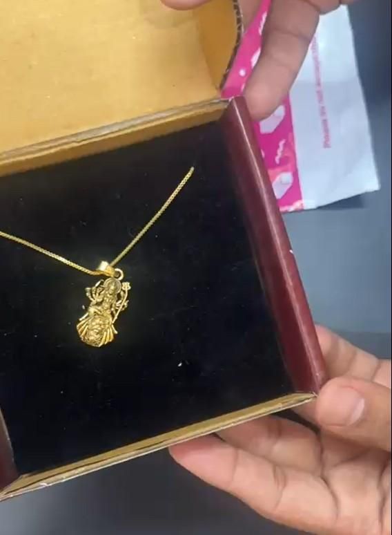 Gold Plated Ambe Pendant with Chain