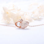 Oyster Pearl Shell Pendant Gold Plated Necklace for Women's