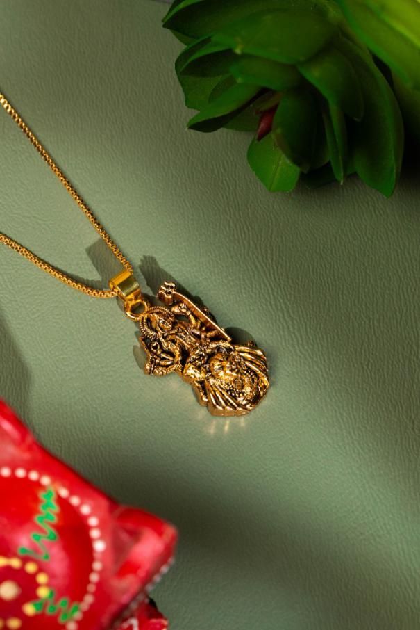 Gold Plated Ambe Pendant with Chain